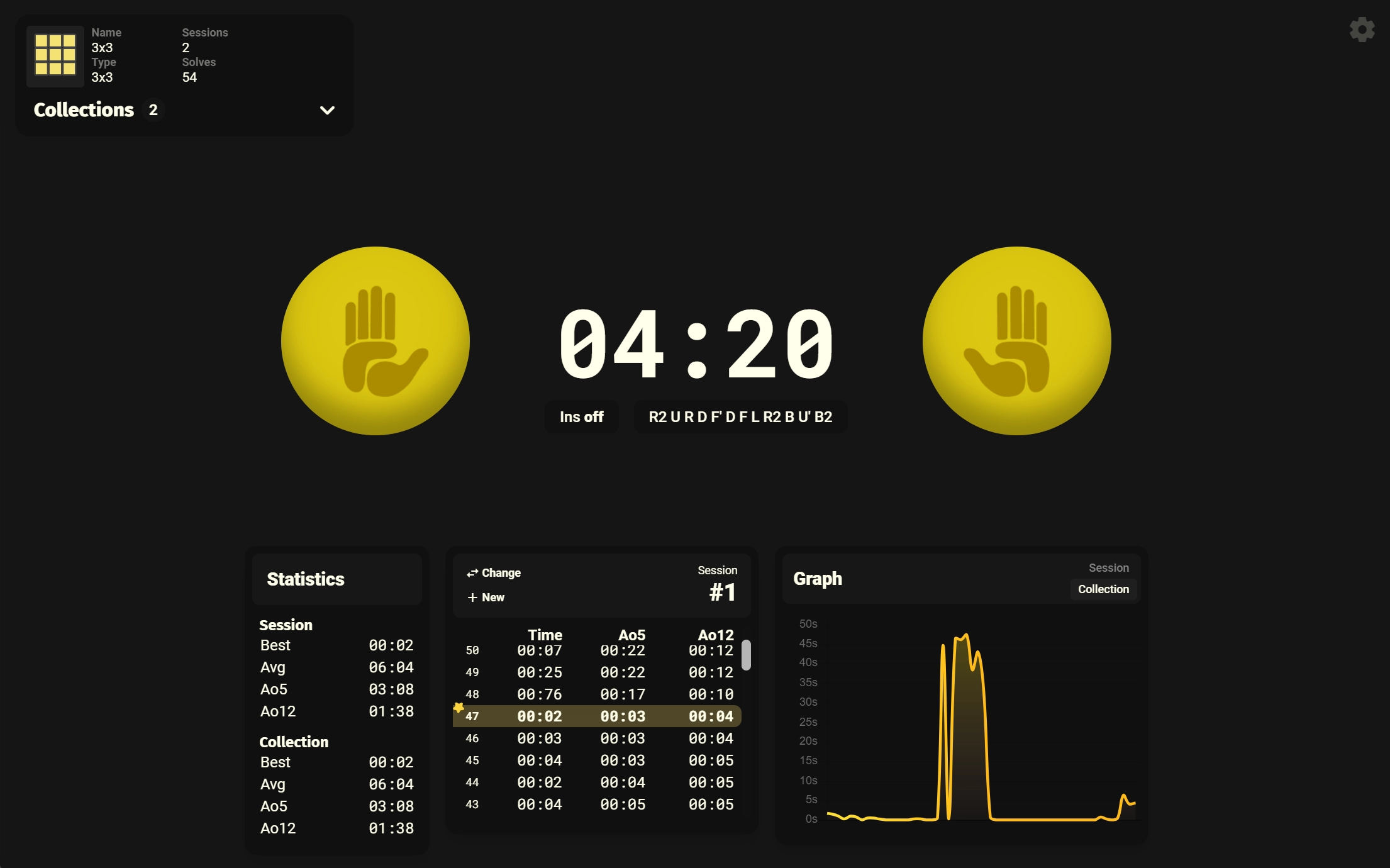 Screenshot of speedcubetimer.io