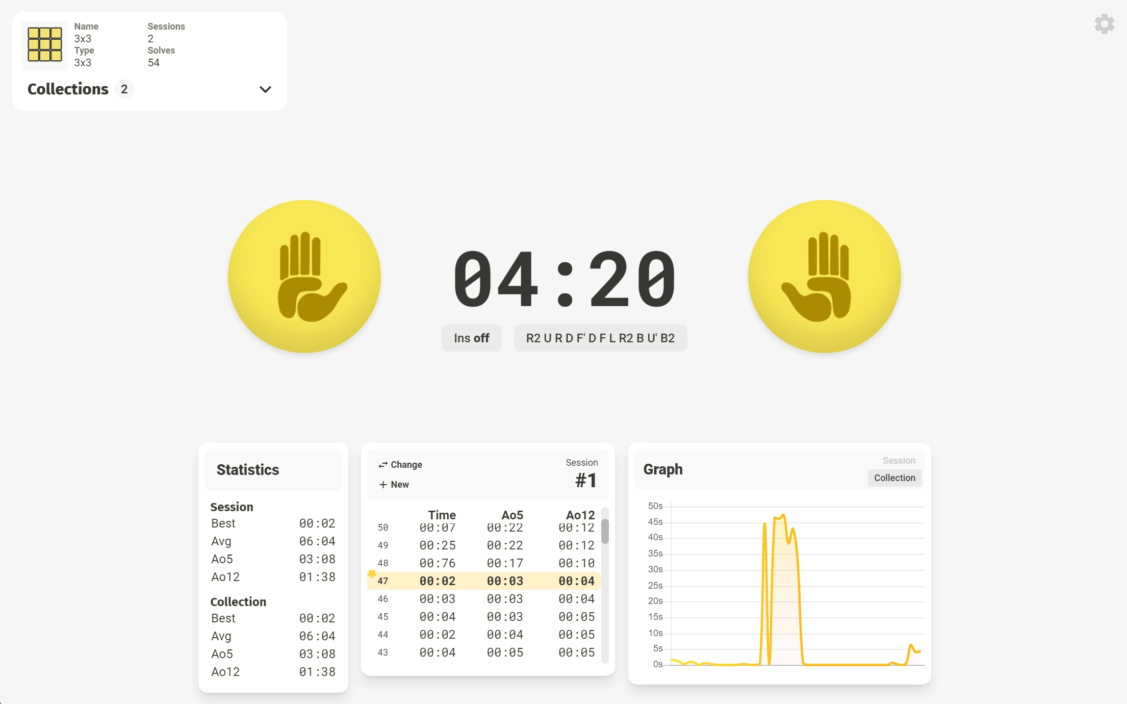 Screenshot of speedcubetimer.io